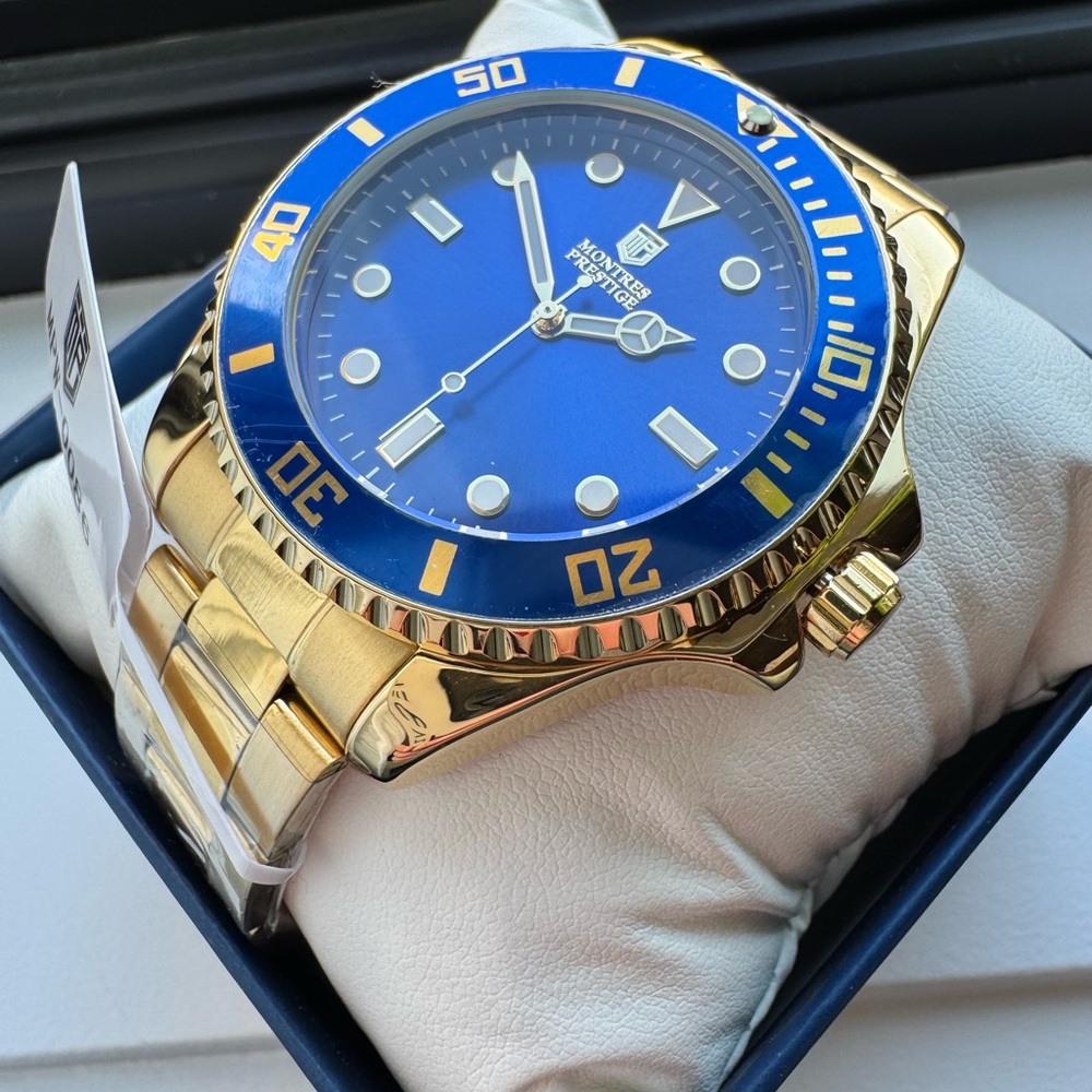 Invicta X Montres Prestige Men's Gold/Blue Watch 42mm MPW-0086 New!